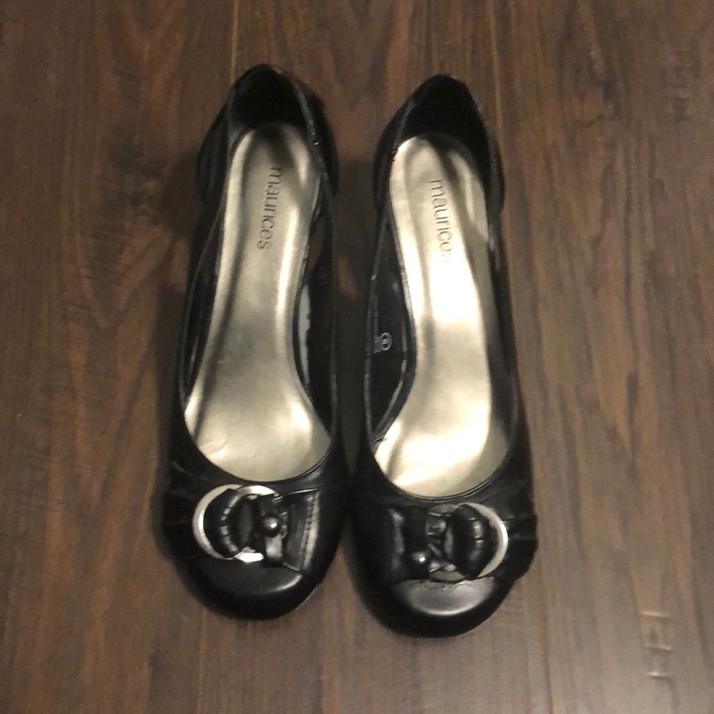 Maurices Black Buckled Pumps